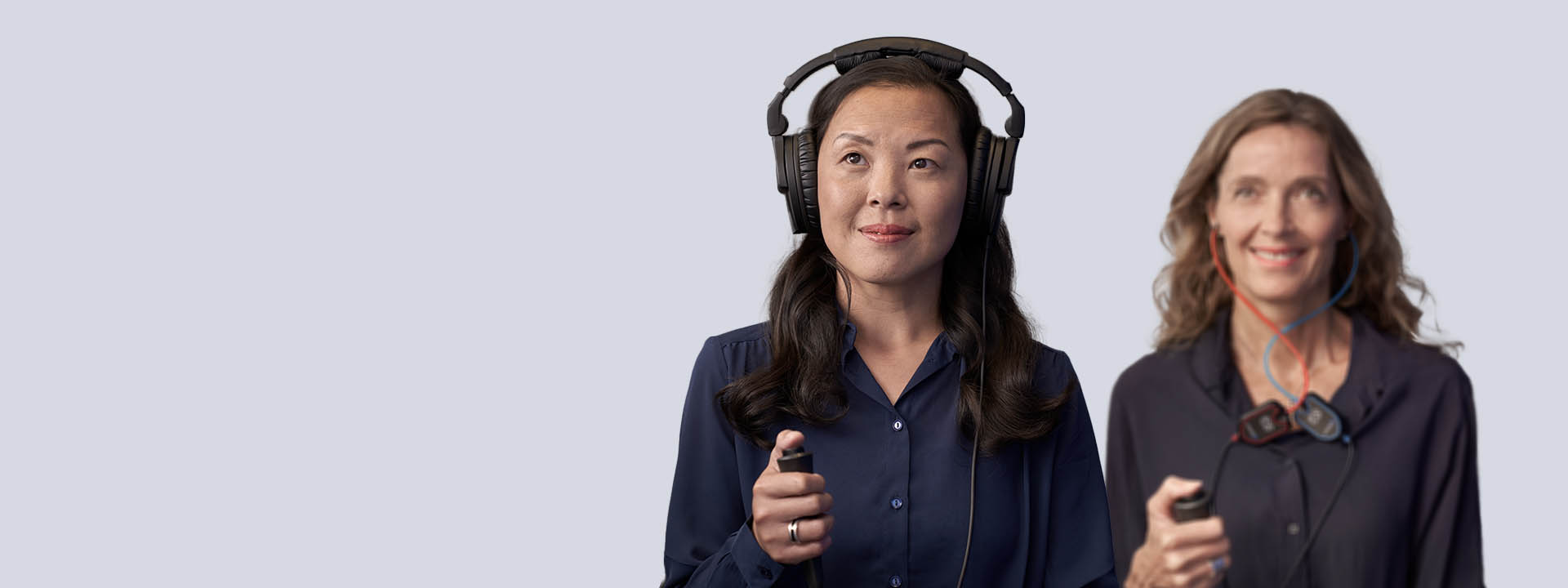 Image shows two women during hearing test